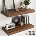 30 Inch Floating Shelves for Wall Set of 2, 12"D Wood Grain Bathroom Shelves with Invisible Brackets, Easy Install Engineered Wood Storage Shelves for Kitchen, Living Room, Bedroom, Walnut Finish