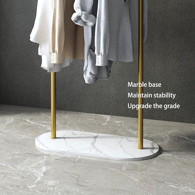 Freestanding Clothing Rack with Marble Base,Modern Arch Gold Garment Rack for Small Spaces,Sturdy Metal Coat Rack,Clothes Racks for Hanging Clothes in Bedroom,Closet,Entryway,Boutique Display