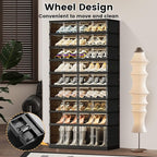 Shoe Rack Organizer for Closet Entryway Foldable Sneaker Storage Shoe, Collapsible Shoe Cabinet, Stackable Shoe Storage Cabinet with Lids for Living Room (9 Tiers -36 Pairs Black)