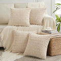 Fancy Homi 4 Packs Decorative Throw Pillow Covers for Living Room Couch Bed, Modern Farmhouse Boho Home Décor Accent Cushion Case, 18" x 18", Tan