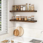 RICHFOCUS 40Inch Floating Shelves for Wall 1 Pack Shelves for Bedroom|Kitchen|Bathroom|Laundry Room Rustic Wood Wall Mounted Shelf with Invisible Brackets for Books|Storage|Decor, Rustic Brown