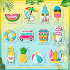 Geelin 36 Pcs Summer Wood Hanging Ornaments for Tree Mini Tree Decorations Hawaiian Beach Wooden Pendant Decorations with String for Luau Party Supplies(Cute Style)