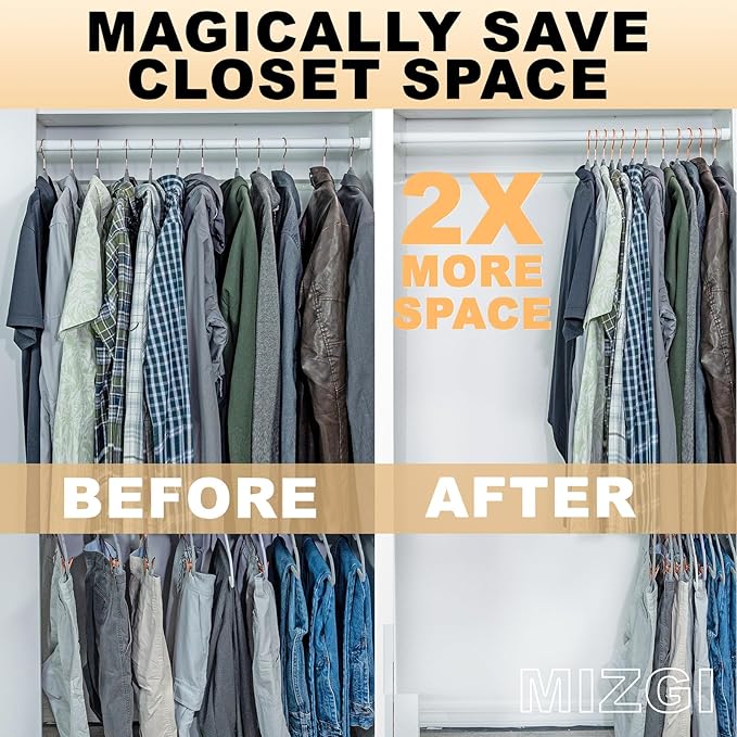 MIZGI Premium Clear Hangers (Pack of 50) Heavyduty-Acrylic No Shoulder Bump Suit Hangers - Space Saving Clothes Hangers,Rounded Hanger for Coat,Sweater,Jackets,Pants