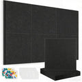 Large Cork Board for Walls |Cork Board Alternative|Felt Wall Tiles| Black Bulletin Board with Removable Adhesive | Cork Boards Pinboard for Office Home Classroom,36"x24",6 Pack,Black
