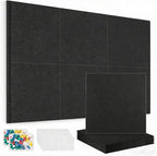 Large Cork Board for Walls |Cork Board Alternative|Felt Wall Tiles| Black Bulletin Board with Removable Adhesive | Cork Boards Pinboard for Office Home Classroom,36"x24",6 Pack,Black