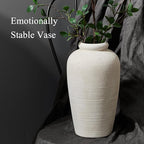 Emotionally Grounded Vase, Vaseking Large Ceramic Rustic Vase, 11 inch Minimalist Decorative Farmhouse Tall Vases for Home Decor, Living Room, Enterway, Table Decoration, White