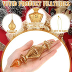 Mifoci 8 Pcs 6 Inch Mercury Glass Finial Christmas Ornaments Hanging Christmas Finials Glass Ornaments Assorted Mercury Decor for Vintage Holiday Xmas Tree Decoration(Champagne)
