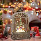 Christmas Snow Globe Lantern,Christmas Decorations Indoor for Home,with 6 Hour Timer Musical Snow Globes,Battery Or USB Powered Swirling Glitter Lantern Christmas Decor Gifts,Snowman Family