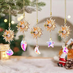 5Pcs Crystal Suncatchers Glass Prisms Christmas Tree Decorations Gold Flower Bee Hanging Crystal Ornament Wedding Party Home Decor