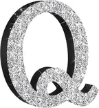Qunclay 5.7" Silver Crystal Diamond Bling Letters Crushed Diamond Decoration Wooden Glitter Letter with Screw and Hooks Rhinestone Gift for Wedding Y2k Mcbling Bedroom Wall Decor (Letter Q)