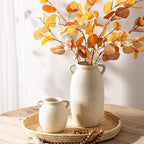 Ceramic Flower Small Vase 6 inch Farmhouse Rustic Vase Decorative Pottery Terracotta Vases for Home Decor Table Mantle Fireplace Living Room Bathroom Wedding Centerpiece