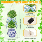 RattanView 1 Pcs Large Size Chinoiserie Bonsai Door Hanger Rustic Topiary Wooden Sign Front Door Home Wreath Ornament for Farmhouse Indoor Outdoor Yard Porch Welcome Decor(Classic,27.16 x 11.81 in)