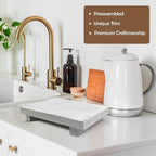 Rustic Wood Riser - Rectangular Soap Tray, Candle Holder, Plant Stand - White, 9 x 6 X 1.5 Inch