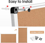 Extra Large Cork Bulletin Board 96" X 48", Foldable Notice Pin Board for Wall, Silver Aluminum Framed 8'x4' Corkboard, Wall Mounted Noticeboard with 36 Push Pins for School, Home & Office