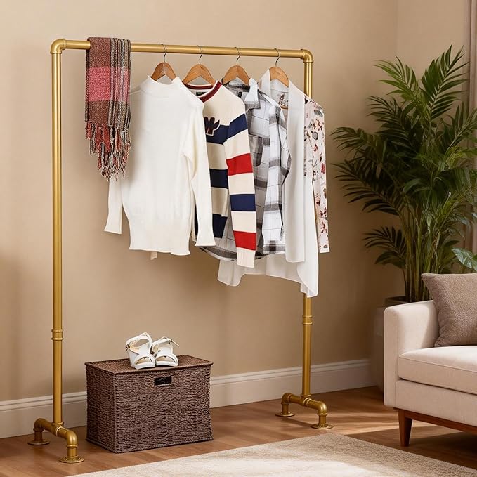 Industrial Pipe Clothing Rack 59in,Clothes Racks for Hanging Clothes,Heavy Duty Display Garment Rack