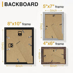 Vittanly 15 Pack Picture Frames Collage Wall Decor for Mounting or Tabletop Display, Gallery Frame Set for Family, Multi Sizes Including 3pcs 8x10, 6pcs 5x7, 6pcs 4x6, Black, Brown and Grey
