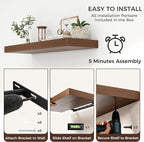 Venusmiles Floating Shelves for Wall, 40" W x 12" D x 2" H, 1 Pack of Long Wall Mounted Engineered Wood Shelves with Invisible Brackets for Living Room, Bedroom, Bathroom, Kitchen Decor, Walnut