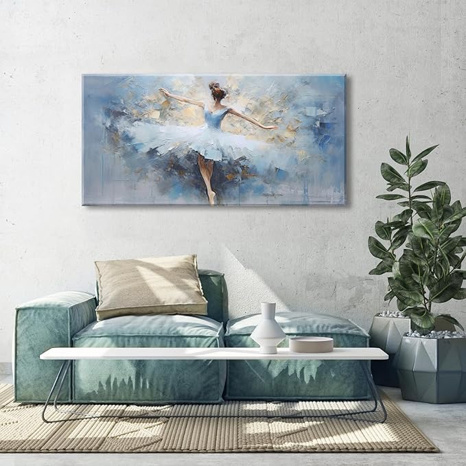 AIYISU Abstract Ballet Dancer Canvas Wall Art White Ballet Girl Dancer Wall Decor Beautiful Dancing Ballerina Print Paintings Minimalist Artwork for Living Room Girls Bedroom Home Decorations 24x48