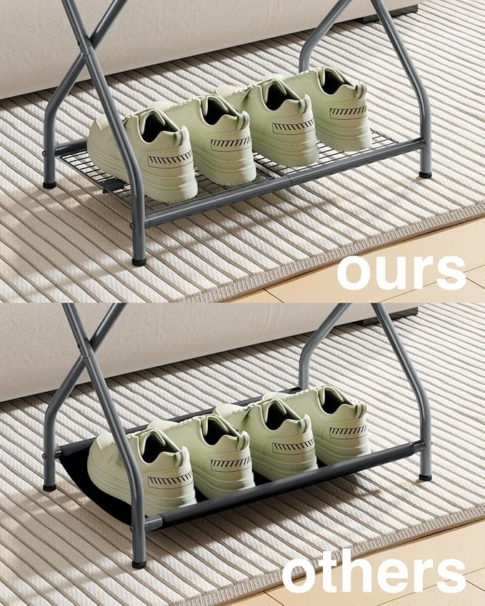 Set of 2 Luggage Rack with Storage Shelf, Foldable Suitcase Stand, Heavy Duty Metal Luggage Holder for Guest Room, Bedroom, Hotel, 150 lbs Top Capacity, 50 lbs Bottom Shelf LR-GY-2