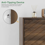 Shoe Storage Cabinet with Textured Diagonal Lines Doors 2 Flip Drawers, Walnut Narrow Shoe Cabinet Storage for Entryway, Freestanding Shoe Organizer Cabinet, Slim Shoe Rack Cabinet