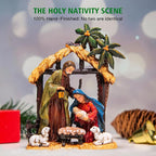 Christmas Snow Globes Lantern with Music, Jesus Christ Nativity Scene Snow Globe with Swirling Glitter Effects, USB/Battery Powered with 6-Hour Timer, Christmas Decorations