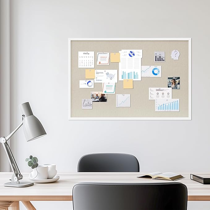 DAHAPYBOO Cork Board with Linen White 2Pack,Bulletin Board 36"x24" Hanging Corkboards for Office Home School Message Board or Vision Board Decoration.