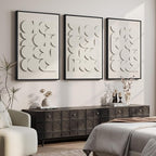 Large 3D Textured Framed Abstract Wall Art for Living Room, Set of 3 Modern White Paintings Artwork for Walls, Minimalist All White Geometric Pictures for Bedroom Hallway Office Wall Decor 24x36 In