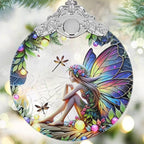 Jocidea Fairy Ornament - Stained Glass Hanging Decor - Christmas Tree Decor - Gift for Friends & Sisters