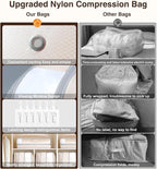 6 Pack Compression Storage Bags - 110L Large Capacity Comforter Storage Bag, 3-Layer Washable Ultra Space Saving Self Compression Organizer Space Bags for Blankets, Sweaters, Sheets, Beige
