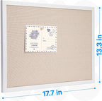OWLKELA 13.3"x17.7" inch Bulletin Board with Linen 3 Pack, White Wood Style Frame, with 30 Pushpins, Linen Cork Board, Ideal for School, Home & Office