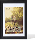 KTKDE 15x23 Picture Frame,Poster Frame Display Pictures 13 x 19 with Mat or 15x23 Without, Tempered Glass, 23 by 15 Black Wooden Frame Wall Gallery Photo Frame best gift
