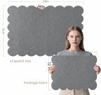 Lightomorrow Scalloped Bulletin Board, 24 x 18 Inches Felt Pin Board - Decorative Cork Alternative for Wall, Foldable Picture Self-Adhesive Vision Prayer Board with 20 Pushpins - Gray
