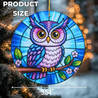 Owl Christmas Ornaments 2025 Stained Glass Effect Acrylic Hanging Gift, for Women, Owl Ornaments for Tree Windows, Ornaments for Christmas Trees Holiday Gifting, Thanksgiving Gift