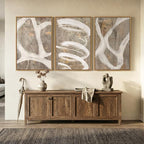 Large Framed Neutral Abstract Wall Art for Living Room, 3 Piece Modern Canvas Prints Paintings Artwork for Walls, Minimalist Beige Taupe White Abstract Pictures for Hallway Office Wall Decor 24x36 In
