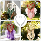 Sewroro 10pcs Heart Shaped Dreamcatcher Rings, Metal Dreamcatcher Hoops for DIY Crafts, Handmade Dress Accessories for Women and Girls, 4. 72 Inch Silver Wire Frames