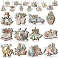 Suzile 36 Pcs Wooden Ornaments Vintage Tree Ornaments Decorations for Tree Wreaths Hanging Wood Cutouts Decor for Home Winter Party(Snowman Style)