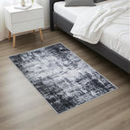 Washable Area Rug 2x3 Entryway Rug: Washable Modern Abstract Soft Thin Rug Indoor Floor No Slip Stain Resistant Carpet for Bedroom Dining Room Farmhouse Nursery Home Office - Dark Black
