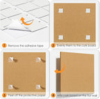 MaxGear Large Cork Board for Wall 48" x 24", 8 Pack Cork Board Tiles with 20 Pushpins & Safe Removable Adhesive Tabs, 12" x 12" Corkboards for Office, School, Home