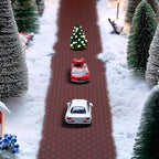 Iceyyyy 4 Pcs Christmas Village Reddish Brown Brick Road-39 x 3.5 Inch Cuttable Christmas Village Landscape Road-Miniature Xmas Village Accessories for Home Garden Street Landscape Decorations