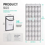 WVM Over the Door Shoe Organizer with 35 Breathable Mesh Pockets, Hanging Shoe Organizer for Door with 4 Metal Hooks, Large Capacity Closet Storage for Shoes, Accessories, White