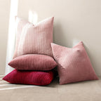 MIULEE Boho Farmhouse Throw Pillow Covers 18x18 Inch Set of 4 Romantic Decorative Cushion Covers Spring Corduroy Home Decor for Feminine Valentines Couch Bed Sofa Living Room Aesthetic Pink