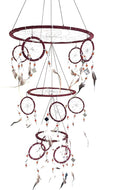 Dream Catcher - Traditional Feather and Mosaic Glass Brown Dream Catcher XLarge 3-D Triple Size, 30" Long X 10" Diameter - (Brown)