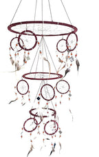 Dream Catcher - Traditional Feather and Mosaic Glass Brown Dream Catcher XLarge 3-D Triple Size, 30" Long X 10" Diameter - (Brown)