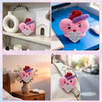 Emotional Support Positive Crochet Heart Handmade Gift and Desk Decor, Encouragement Present for Women Mother's Day Birthday Valentine's Day Galentines Multiple Holidays(Positive Heart)
