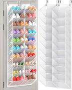 30 Pairs Over the Door Shoe Organizer, Breathable Mesh Pocket Hanging Shoe Storage for Closet, 10-Tier Door Shoes Rack, Handing Shoes Holder Fit All the Family's Sneakers, Boots, Heels, White