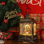 Wondise Christmas Muscal Snow Globe with Timer, USB Plug-in & Battery Operated Spinning Water Glitters Lighted Singing Snow Globe Lantern for Christmas Decorations