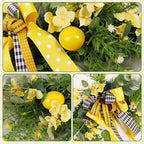 Flower Swag, 24 inch Floral Swag with Lemon, Decorative Wedding Welcome Sign with Large Bow for Wedding Arch Front Door Wall Home Decor.