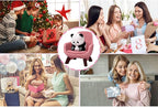 Miniature Panda Figurines Desk Decor, Pink Panda Sculpture Office Desk Accessories, Cute Mini Resin Animal Statue for Shelf and Garden Decor, Funny Gift for Panda Lovers