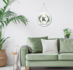 Monogram Letter K Wreaths for Front Door Wreath Wooden Welcome Sign for Front Door Decor Floral Family Last Name Initial House Warming Spring Summer Porch Rustic Wall Home Kitchen Boho Decorations
