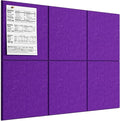 MaxGear Large Cork Board for Wall 36" x 24", Violet Bulletin Board, 6 Pack Felt Wall Tiles with Pushpins, Cork Boards for Office Push Pin Board Tack Board Felt Board